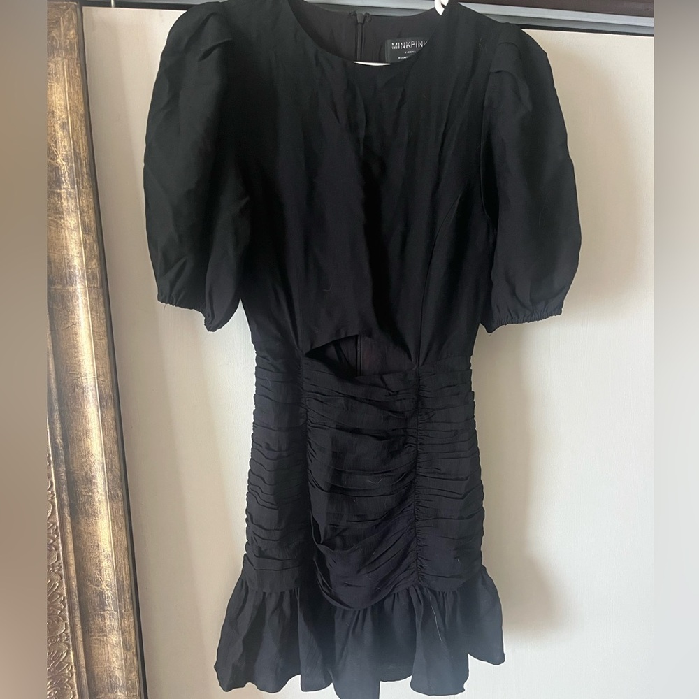 MINKPINK Black Ruched Mini Dress